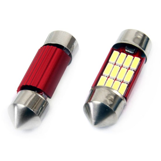 Amio - ΛΑΜΠΑΚΙΑ ΠΛΑΦΟΝΙΕΡΑΣ 31mm 12V 5.600K 12xSMD 4014 LED CAN-BUS - 2 ΤΕΜ. (01631/AM)