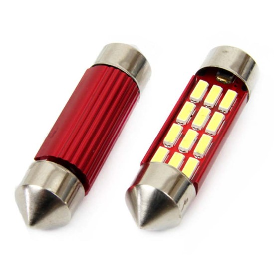 Amio - ΛΑΜΠΑΚΙΑ ΠΛΑΦΟΝΙΕΡΑΣ 36mm 12V 5.600K 12xSMD 4014 LED CAN-BUS - 2 ΤΕΜ. (01632/AM)