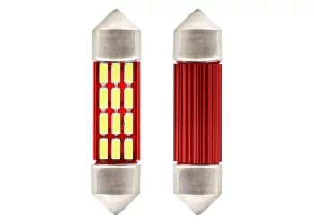 Amio - ΛΑΜΠΑΚΙΑ ΠΛΑΦΟΝΙΕΡΑΣ 39mm 12V 5.600K 16xSMD 4014 LED CAN-BUS - 2 ΤΕΜ. (01633/AM)