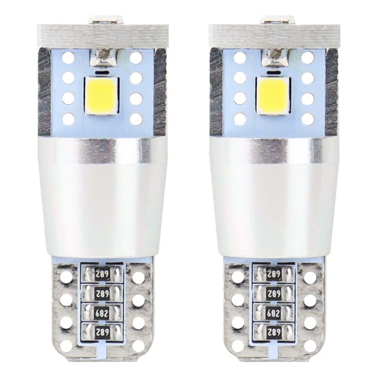 Amio – Λαμπάκια LED T10 W5W 12/24V 2.4W 5600K 3xSMD 2835 CANBUS Καρφωτά για Ισχυρό Λευκό Φωτισμό χωρίς Σφάλματα – Σετ 2 Τεμ. (01637/AM)