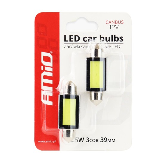 Amio - ΛΑΜΠΑΚΙΑ ΠΛΑΦΟΝΙΕΡΑΣ 39mm 12V 5.600K COB LED CAN-BUS - 2 ΤΕΜ. (01640/AM)