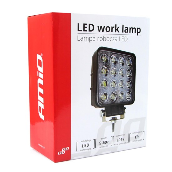 Amio - ΠΡΟΒΟΛΕΑΣ ΕΡΓΑΣΙΑΣ ΤΕΤΡΑΓΩΝΟΣ AWL05 FLAT 4000lm 9/60V - 48W -16 LED -108X108X57mm - 1 ΤΕΜ. (01700/AM)