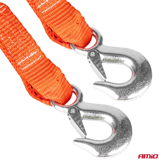 AMiO - Ιμάντας Ρυμούλκησης Tow Rope 35 mm 3000 kg 5 m με Γάντζους και Ασφάλεια Hook+Hook - 1 Τεμ. (02011/AM)