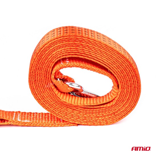 AMiO - Ιμάντας Ρυμούλκησης Tow Rope 35 mm 3000 kg 5 m με Γάντζους και Ασφάλεια Hook+Hook - 1 Τεμ. (02011/AM)