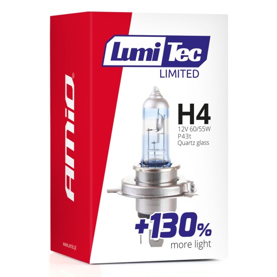Amio - H4 12V 60/55W P43t LUMITEC LIMITED +130% UP TO 40m - 1 ΤΕΜ. (02132/AM)