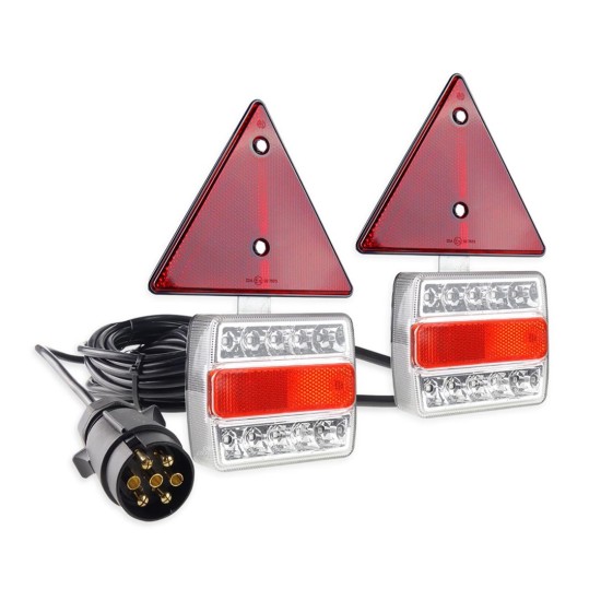 Amio - ΦΑΝΑΡΙΑ ΠΙΣΩ ΤΡΕΙΛΕΡ ΜΑΓΝΗΤΙΚΑ LED ΜΕ ΚΑΛΩΔΙΟ ΚΑΙ ΤΡΙΓΩΝΑ 7pin 12V 240x140x37mm TLS02 – 2 ΤΕΜ. (02140/AM)