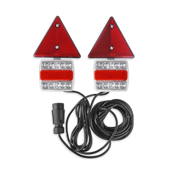 Amio - ΦΑΝΑΡΙΑ ΠΙΣΩ ΤΡΕΙΛΕΡ ΜΑΓΝΗΤΙΚΑ LED ΜΕ ΚΑΛΩΔΙΟ ΚΑΙ ΤΡΙΓΩΝΑ 7pin 12V 240x140x37mm TLS02 – 2 ΤΕΜ. (02140/AM)