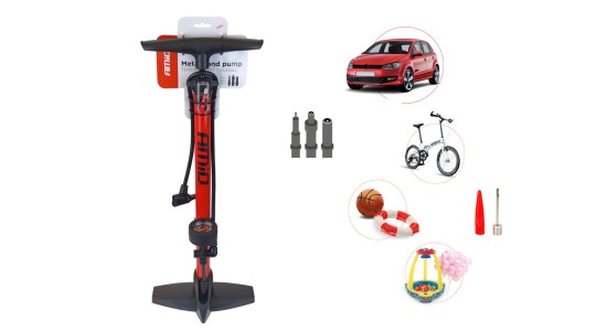 Amio - ΤΡΟΜΠΑ ΑΕΡΟΣ ΠΟΔΗΛΑΤΟΥ ΧΕΙΡΟΣ ΑΛΟΥΜΙΝΙΟΥ ΜΕ ΜΑΝΟΜΕΤΡΟ - 1 τεμ. (02146/AM)