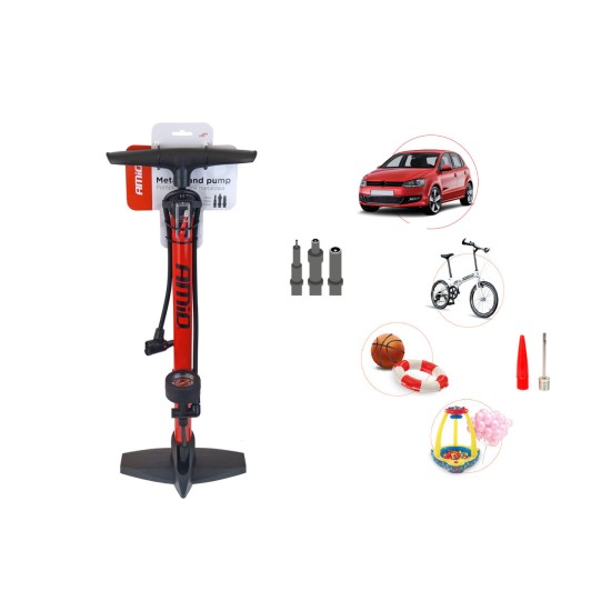 Amio - ΤΡΟΜΠΑ ΑΕΡΟΣ ΠΟΔΗΛΑΤΟΥ ΧΕΙΡΟΣ ΑΛΟΥΜΙΝΙΟΥ ΜΕ ΜΑΝΟΜΕΤΡΟ - 1 τεμ. (02146/AM)