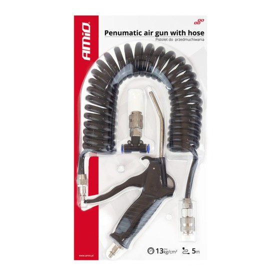 Amio - ΠΙΣΤΟΛΙ ΑΕΡΑ 13ATM ΜΕ ΣΠΙΡΑΛ 5m ΚΑΙ ΑΝΤΑΠΤΟΡΑ Τ 1/4 - 1 ΤΕΜ. (02159/AM)