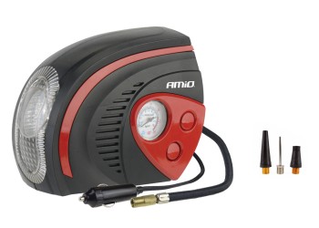 Amio - ΚΟΜΠΡΕΣΕΡ ΑΕΡΑ ΕΛΑΣΤΙΚΩΝ 12V 100psi 7bar ΜΕ ΦΙΣ ΑΝΑΠΤΗΡΑ & LED ΦΑΚΟ - 1 τεμ. (02182/AM)
