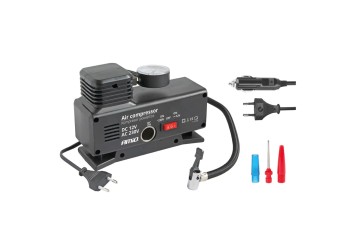 Amio - ΚΟΜΠΡΕΣΕΡ ΑΕΡΑ ΠΛΑΣΤΙΚΟ 12V/220V 18BAR-250PSI (ΜΑΝΟΜΕΤΡΟ/ΦΙΣ/4 ΑΝΤΑΠΤΟΡΕΣ/ΚΑΛΩΔΙΟ 300cm) - 1 ΤΕΜ. (02188/AM)