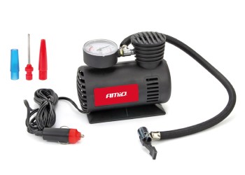 Amio - ΚΟΜΠΡΕΣΕΡ ΑΕΡΑ ΠΛΑΣΤΙΚΟ 12V 20BAR-300PSI (ΜΑΝΟΜΕΤΡΟ/ΦΙΣ/3 ΑΝΤΑΠΤΟΡΕΣ/ΚΑΛΩΔΙΟ 300cm) - 1 ΤΕΜ. (02189/AM)