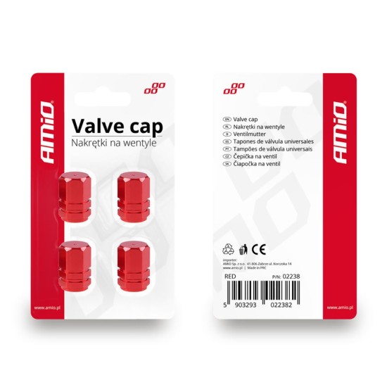 Amio - ΚΑΠΑΚΙΑ ΒΑΛΒΙΔΩΝ ΑΛΟΥΜΙΝΙΟΥ ΚΟΚΚΙΝΑ – 4 ΤΕΜ. (02238/AM)