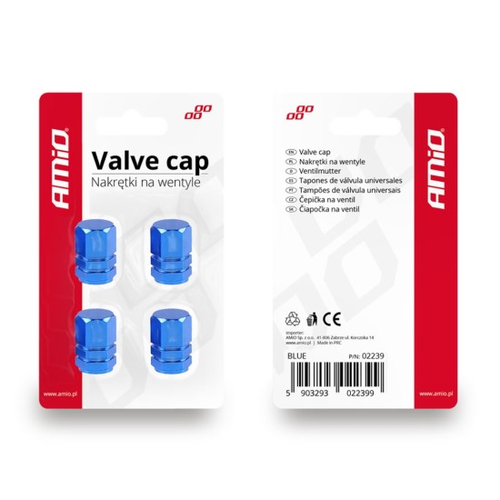 Amio - ΚΑΠΑΚΙΑ ΒΑΛΒΙΔΩΝ ΑΛΟΥΜΙΝΙΟΥ ΜΠΛΕ – 4 ΤΕΜ. (02239/AM)