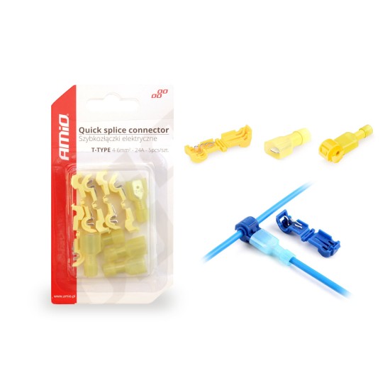 Amio - ΚΛΕΦΤΗΣ ΡΕΥΜΑΤΟΣ ΑΠΟ ΚΑΛΩΔΙΟ T-TYPE ΚΙΤΡΙΝΟ 20A - 5 ΤΕΜΑΧΙΑ (02345/AM)