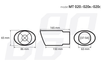 Amio - ΑΚΡΟ ΕΞΑΤΜΙΣΗΣ ΜΑΥΡΟ 165x86mm Φ37>54mm - 1 τεμ. (02351/AM)