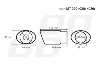 Amio - ΑΚΡΟ ΕΞΑΤΜΙΣΗΣ ΜΑΥΡΟ 165x86mm Φ37>54mm - 1 τεμ. (02351/AM)