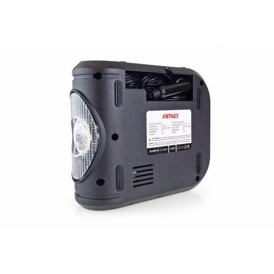 Amio - ΚΟΜΠΡΕΣΕΡ ΑΕΡΑ ΕΛΑΣΤΙΚΩΝ ΨΗΦΙΑΚΟ 12V 150psi 10bar ΜΕ LED ΦΑΚΟ & ΚΑΛΩΔΙΟ 300cm - 1 τεμ. (02380/AM)