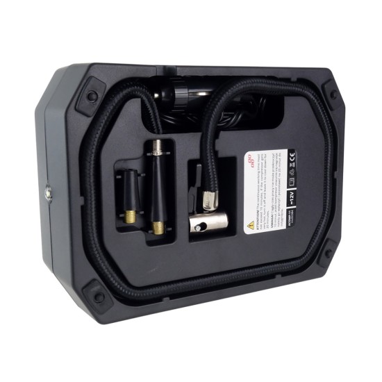 Amio - ΚΟΜΠΡΕΣΕΡ ΑΕΡΑ ΕΛΑΣΤΙΚΩΝ ΨΗΦΙΑΚΟ 12V 150psi 10bar ΜΕ LED ΦΑΚΟ ΚΑΙ ΚΑΛΩΔΙΟ 300cm – 1 ΤΕΜ. (02384/AM)