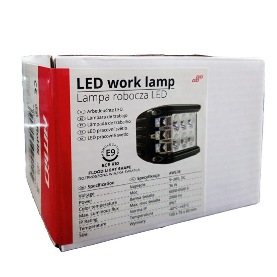 Amio - ΠΡΟΒΟΛΕΑΣ ΕΡΓΑΣΙΑΣ WORKING LAMP 12LED 3030 9-36V 2880lm 6000K 110x75mm AWL08 – 1 ΤΕΜ. (02422/AM)