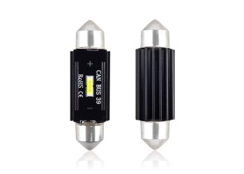 Amio - ΛΑΜΠΑΚΙΑ ΠΛΑΦΟΝΙΕΡΑΣ 39mm 12/24V 3,1W 5600K 1LED ULTRA BRIGHT CAN-BUS FESTOON (ΛΕΥΚΟ) - 2 ΤΕΜ. (02443/AM)