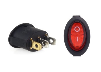 Amio - ΔΙΑΚΟΠΤΗΣ ΟΒΑΛ ΜΕ ΚΟΚΚΙΝΟ LED - 1 τεμ. (02461/AM)