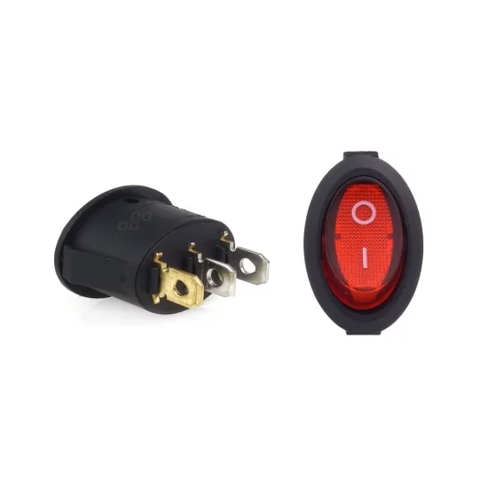 Amio - ΔΙΑΚΟΠΤΗΣ ΟΒΑΛ ΜΕ ΚΟΚΚΙΝΟ LED - 1 τεμ. (02461/AM)