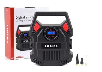 Amio - ΚΟΜΠΡΕΣΕΡ ΑΕΡΑ 12V 10bar/150psi ΜΕ 3 ΑΝΤΑΠΤΟΡΕΣ ΚΑΙ ΨΗΦΙΑΚΗ ΕΝΔΕΙΞΗ ACOMP-17 AMIO - 1 τεμ. (02642/AM)