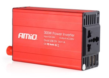 Amio - INVERTER 24-230V max300W-peak600W ME 2 USB – 1 ΤΕΜ. (02471/AM)