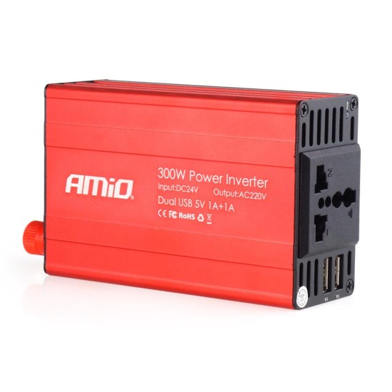 Amio - INVERTER 24-230V max300W-peak600W ME 2 USB – 1 ΤΕΜ. (02471/AM)