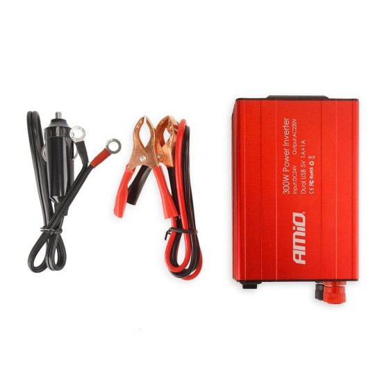 Amio - INVERTER 24-230V max300W-peak600W ME 2 USB – 1 ΤΕΜ. (02471/AM)