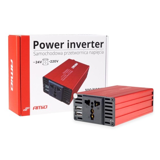 Amio - INVERTER 24-230V max300W-peak600W ME 2 USB – 1 ΤΕΜ. (02471/AM)