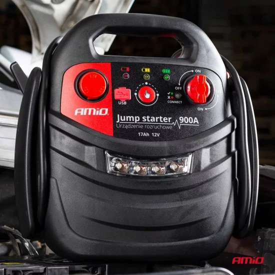 Amio - ΕΚΚΙΝΗΤΗΣ ΜΠΑΤΑΡΙΑΣ STARTER 4 ΣΕ 1 17Ah 12V DC 300A (700A max) 250PSI ΜΕ ΚΟΜΠΡΕΣΕΡ ΑΕΡΑ / ΜΑΝΟΜΕΤΡΟ / 3 LED / 2 ΠΡΙΖΕΣ 12V / 1 ΘΥΡΑ USB 5V 2,1A SENA ΓΙΑ ΒΕΝΖΙΝΗ ΚΑΙ DIESEL - 1 ΤΕΜ. (02523/AM)