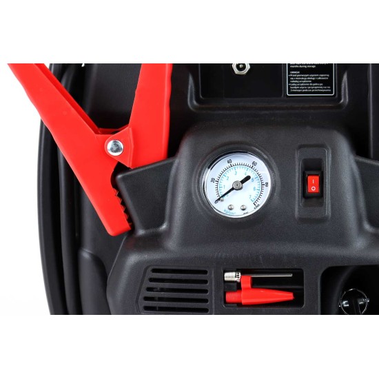 Amio - ΕΚΚΙΝΗΤΗΣ ΜΠΑΤΑΡΙΑΣ STARTER 4 ΣΕ 1 17Ah 12V DC 300A (700A max) 250PSI ΜΕ ΚΟΜΠΡΕΣΕΡ ΑΕΡΑ / ΜΑΝΟΜΕΤΡΟ / 3 LED / 2 ΠΡΙΖΕΣ 12V / 1 ΘΥΡΑ USB 5V 2,1A SENA ΓΙΑ ΒΕΝΖΙΝΗ ΚΑΙ DIESEL - 1 ΤΕΜ. (02523/AM)