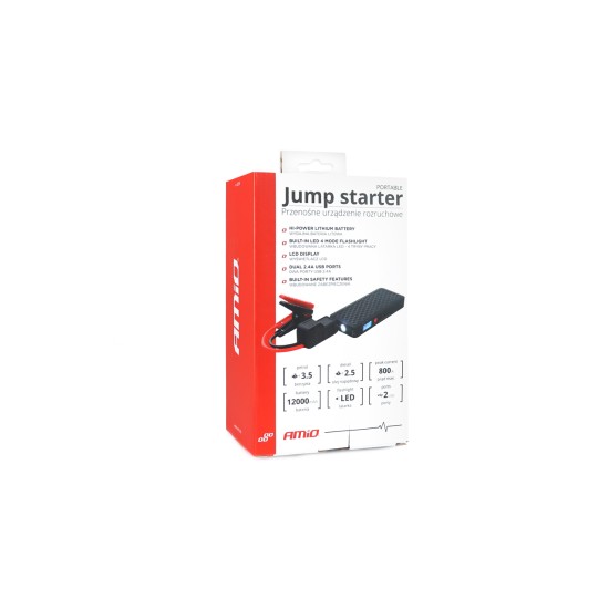 Amio - ΕΚΚΙΝΗΤΗΣ ΜΠΑΤΑΡΙΑΣ - STARTER POWERBANK / BOOSTER / STARTER SJ-02 12V 800A ΜΕ ΟΘΟΝΗ LCD - 1 ΤΕΜ. (02524/AM)