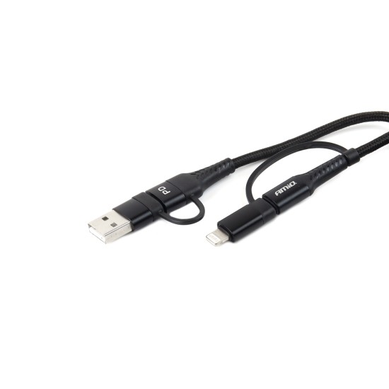Amio - ΚΑΛΩΔΙΟ ΦΟΡΤΙΣΗΣ ΚΑΙ ΣΥΓΧΡΟΝΙΣΜΟΥ USB C/USB C iOs/USB A 100cm FullLINK UC-15 - 1 τεμ. (02547/AM)
