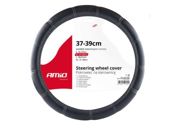 Amio - ΚΑΛΥΜΜΑ ΤΙΜΟΝΙΟΥ SWC-29-M 37-39cm ΔΙΑΤΡΗΤΟ ΜΑΥΡΟ ΜΕ ΓΚΡΙ ΡΑΦΗ - 1 Τεμ. (02566/AM)