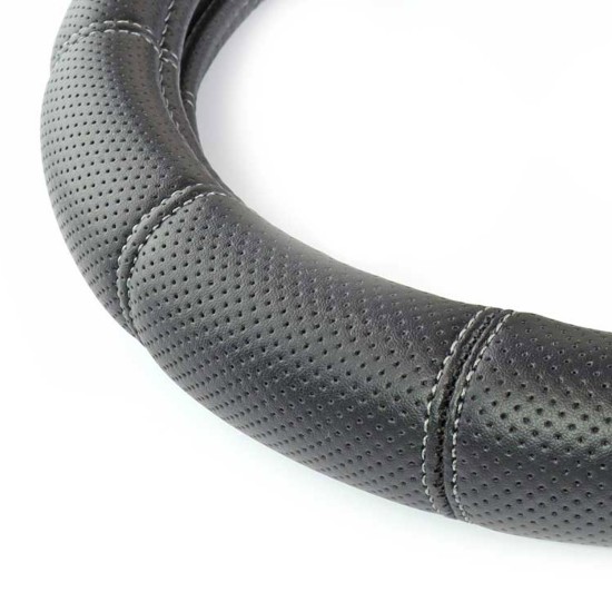 Amio - ΚΑΛΥΜΜΑ ΤΙΜΟΝΙΟΥ SWC-29-M 37-39cm ΔΙΑΤΡΗΤΟ ΜΑΥΡΟ ΜΕ ΓΚΡΙ ΡΑΦΗ - 1 Τεμ. (02566/AM)