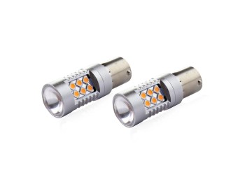 Amio - PY21W 12/24V 6.000k 0.54A - 6.48W 800lm LED 24xSMD3030 CAN-BUS ΠΟΡΤΟΚΑΛΙ 18x56mm -2 ΤΕΜ. (02580/AM)