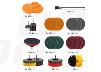 Amio - ΒΟΥΡΤΣΕΣ ΚΑΘΑΡΙΣΜΟΥ ΚΑΙ ΓΥΑΛΙΣΜΑΤΟΣ ΣΕΤ 22ΤΕΜ ΓΙΑ ΔΡΑΠΑΝΟ ΜΕ ΑΝΤΑΠΤΟΡΑ DBS-03 (02594/AM)