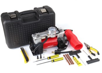 Amio - ΚΟΜΠΡΕΣΕΡ ΑΕΡΑ ΜΕΤΑΛΛΙΚΟ 12V 10BAR-150PSI-60L/min (ΘΗΚΗ/ΜΑΝΟΜΕΤΡΟ/ΦΙΣ/3 ΑΝΤΑΠΤΟΡΕΣ/ΚΑΛΩΔΙΟ 300cm) - 1 τεμ. (02640/AM)