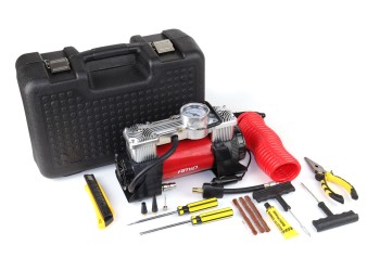 Amio - ΚΟΜΠΡΕΣΕΡ ΑΕΡΑ ΜΕΤΑΛΛΙΚΟ 12V 10BAR-150PSI-60L/min (ΘΗΚΗ/ΜΑΝΟΜΕΤΡΟ/ΦΙΣ/3 ΑΝΤΑΠΤΟΡΕΣ/ΚΑΛΩΔΙΟ 300cm) - 1 τεμ. (02640/AM)