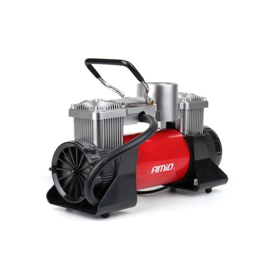 Amio - ΚΟΜΠΡΕΣΕΡ ΑΕΡΑ ΜΕΤΑΛΛΙΚΟ 12V 10BAR-150PSI-60L/min (ΘΗΚΗ/ΜΑΝΟΜΕΤΡΟ/ΦΙΣ/3 ΑΝΤΑΠΤΟΡΕΣ/ΚΑΛΩΔΙΟ 300cm) - 1 τεμ. (02640/AM)