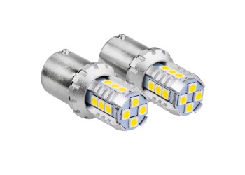 Amio - R5W/R10W P21W BA15S 12/24V 16xSMD 3030 LED ΛΕΥΚΟ CAN-BUS 2ΤΕΜ. (02796/AM)