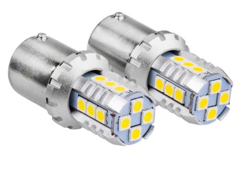 Amio - R5W/R10W P21W BA15S 12/24V 16xSMD 3030 LED ΛΕΥΚΟ CAN-BUS 2ΤΕΜ. (02796/AM)