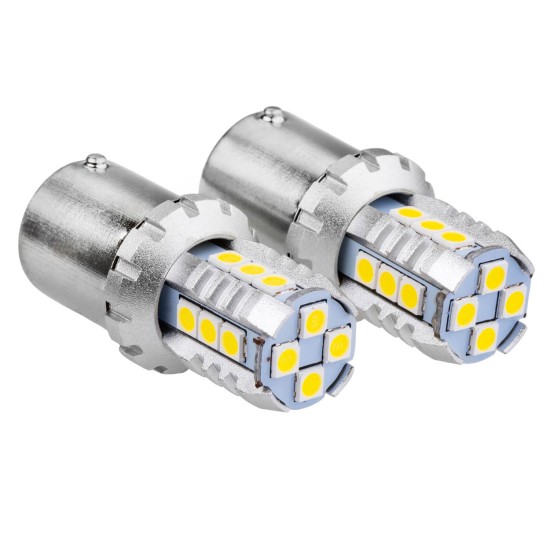 Amio - R5W/R10W P21W BA15S 12/24V 16xSMD 3030 LED ΛΕΥΚΟ CAN-BUS 2ΤΕΜ. (02796/AM)