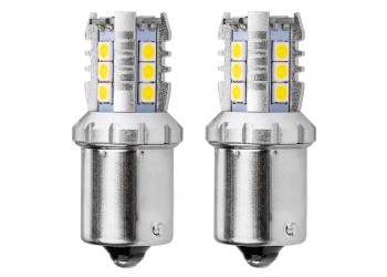 Amio - R5W/R10W P21W BA15S 12/24V 16xSMD 3030 LED ΛΕΥΚΟ CAN-BUS 2ΤΕΜ. (02796/AM)
