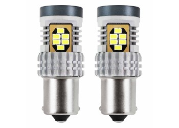 Amio - ΛΑΜΠΑΚΙΑ ΜΟΝΟΠΟΛΙΚΑ LED ΛΕΥΚΑ CAN-BUS P21W BA15S 12/24V 24xSMD 3020 - 2 TEM. (02797/AM)