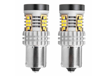 Amio - ΛΑΜΠΑΚΙΑ ΜΟΝΟΠΟΛΙΚΑ LED ΛΕΥΚΑ CAN-BUS P21W BA15S 12/24V 24xSMD 3020 - 2 TEM. (02797/AM)